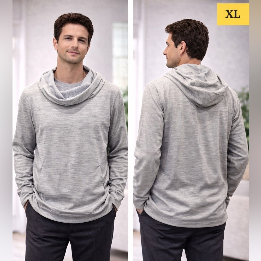Gray wide neck Hooded Long Sleeve jacket XL men’s